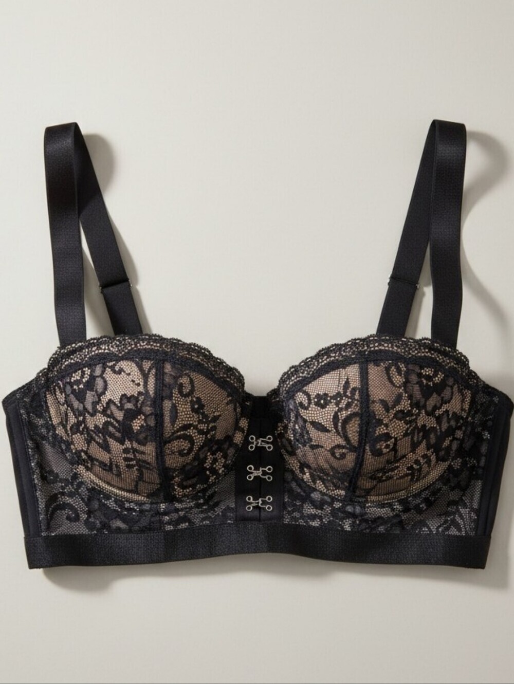 Adore Me Temperance 38C Black Lace Longline Balconette Bra NWOT Coquette Corset - Picture 4 of 10